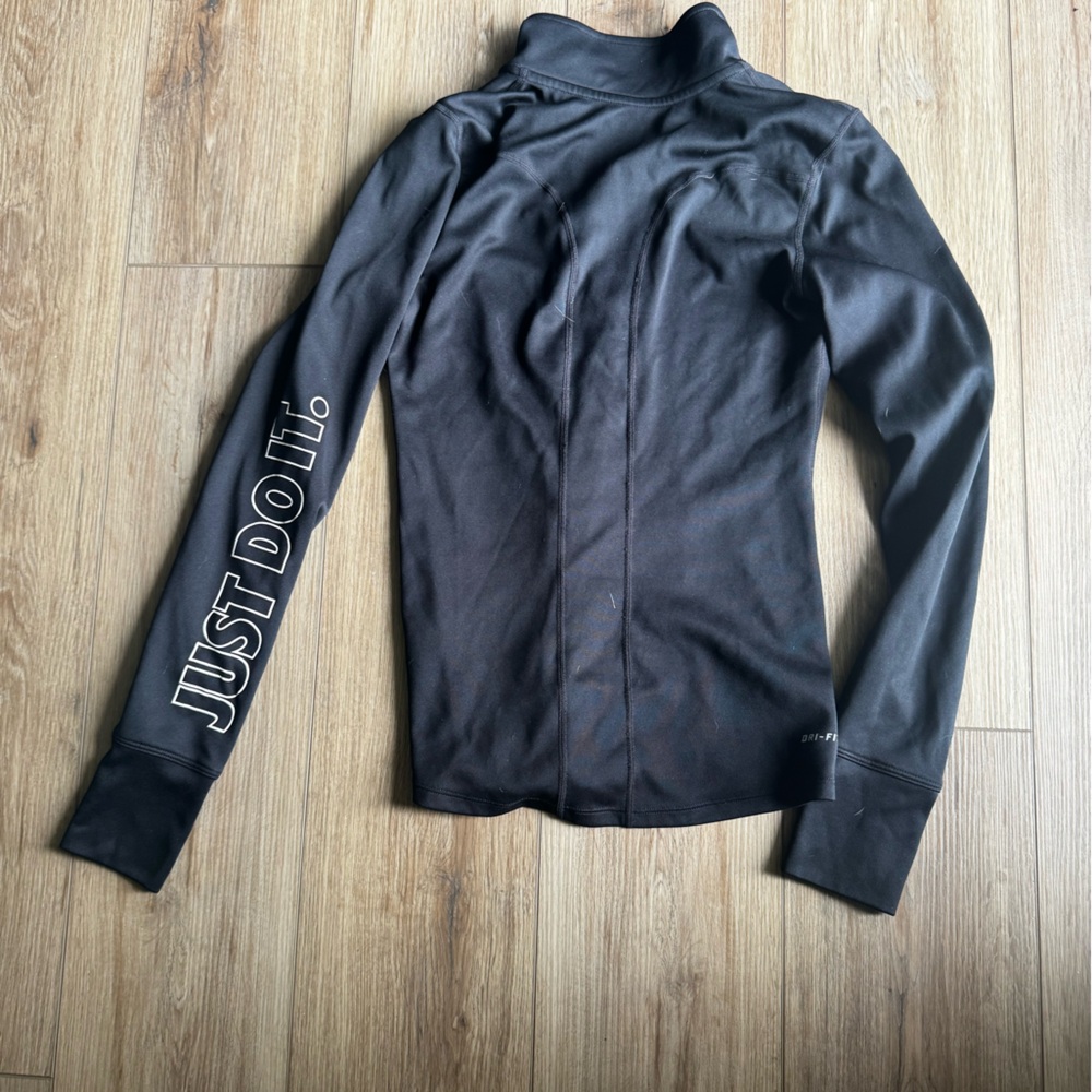 Nike Black 1/4 Zip Jacket with Bold Sleeve Text